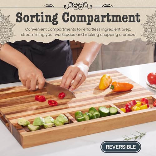 Shumaru-California-Extra-Large-Edge-Grain-Butcher-Block-Cutting-Board-15-Inch-Thick-20-x-15-Made-of-Premium-Teak-Wood-with-Sorting-Compartments-Enhanced-with-Natural-Oil-Treatment