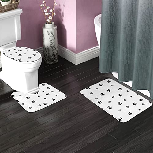 DIRYKILP Hundepfote 3 Stück Badematten Set, Badematte + Konturmatte + Toilettendeckelbezug mit rutschfester Klebeunterseite – Bild 3