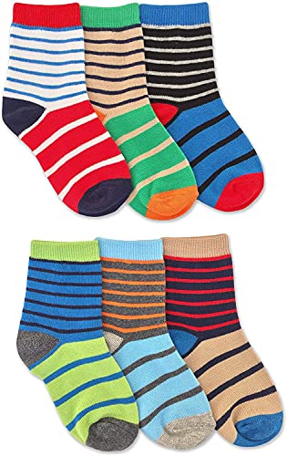 Jefferies Socks Boys Funky Stripes Variety Crew Socks 9 Pair Pack3