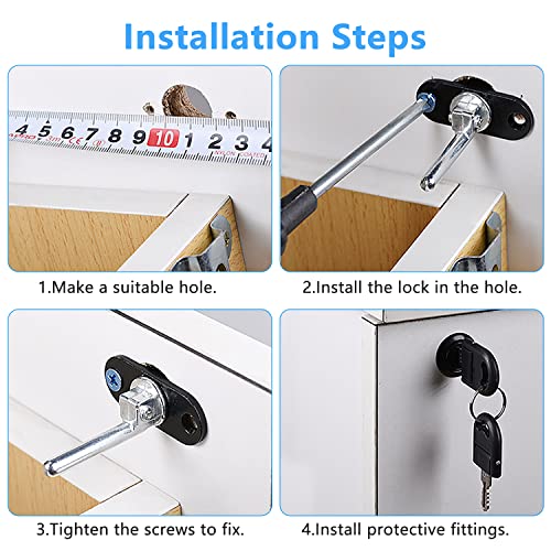 ZHIQIN 2-Piece Cabinet Plunger Drawer Lock for Wardrobe Display Cabinet and More (Black), 2 Piece (Black) - Image 3