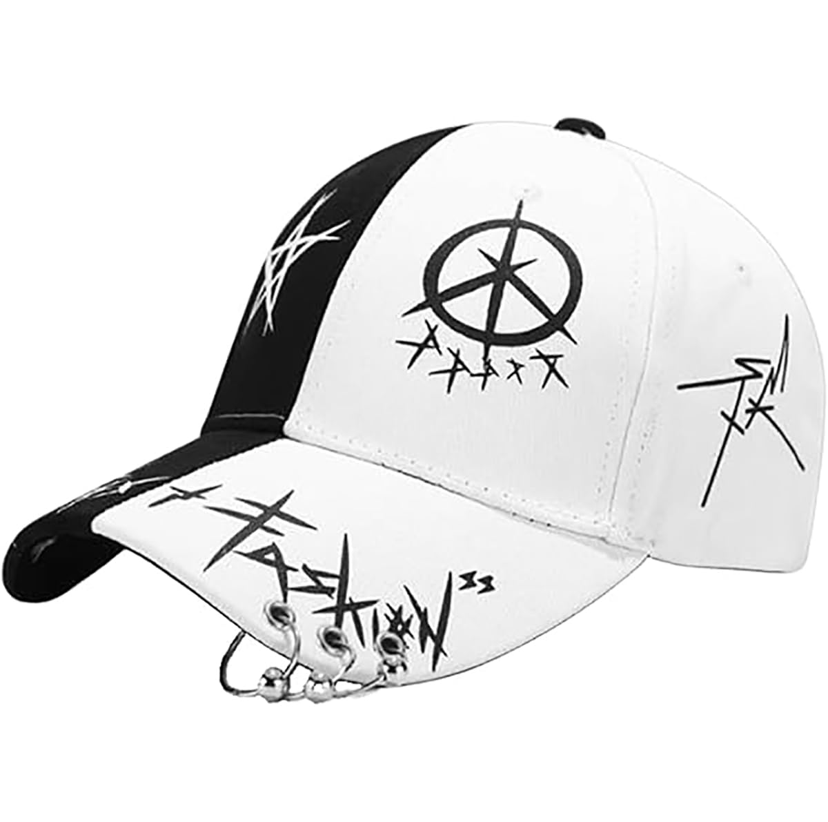 Unisex Graffiti Baseball Cap, K-pop Boys Outdoor Snapback Hat, Black White Hiphop Hat, Trucker hat for unisex, Adjustable Size for Running Workouts and Outdoor Activities All Seasons