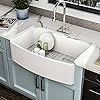 33 White Farm Sink - Fulorni 33 x 20 Curved Apron Front Farmhouse Sink Single Bowl Ceramic Porcelain Fireclay Farmer Style Kitchen Sink Basin