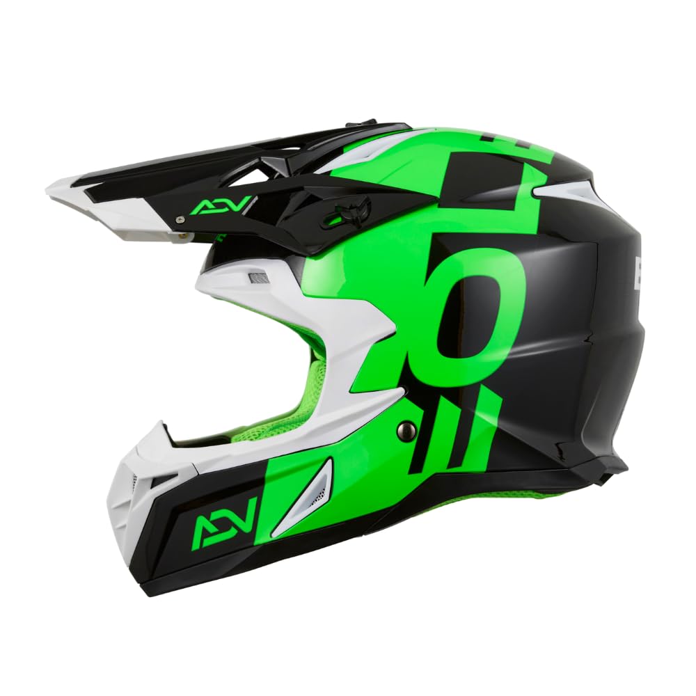 EOLE Casque Cross Advance Vert et Noir - Homologué ECE R 22.06 - L (59-60cm) - Coque ABS