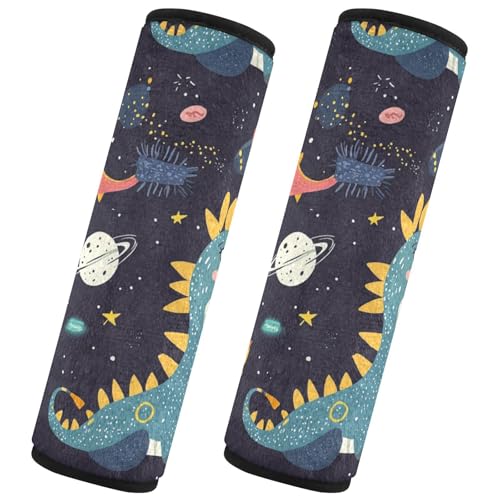 Seat Belt Covers 2 Pack Cute Dinosaur Car Seat Strap Covers Super Soft Space Car Seat Neck Cover for Boys Girls Adults Babies M