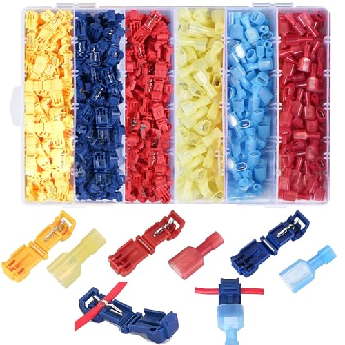 360Pcs T-Tap Wire Connectors Kit Self-Stripping Quick Splice Electrical Terminals Nylon Fully Insulated Male Quick Disconnect Spade Terminal Assortment Kit with Storage Case for Wiring Automotive Home