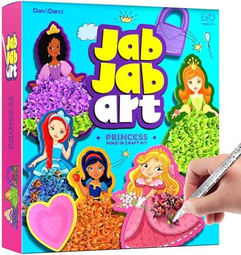 Jab Jab Art - Princess Poke- in Art Craft Kit for Girls - Arts and Crafts for Kids Ages 4-8 , 4-6 - 4 5 6 7 8 Year Old Girl Gift - 6 Year Old Birthday Gifts - Kids Toys 5-7, 6-8, 4-6, Five Years
