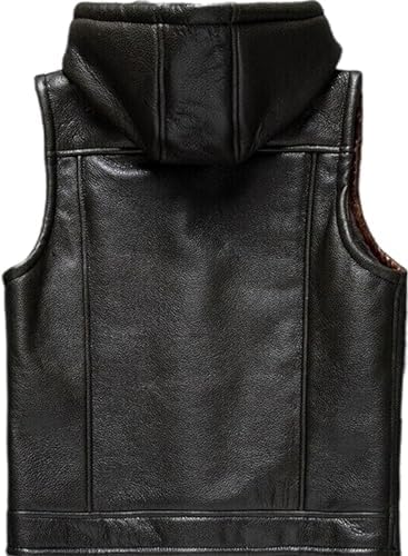 Mens Faux Fur Shearling Vest with Hood - Men's B3 Bomber Sleeveless Sheepskin Leather Waistcoat3