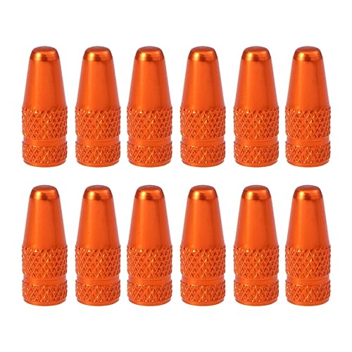 Abaodam 12pcs Orange Bike Tire Valve Caps Aluminum Alloy Dust Cover French Style Bicycle Nozzle Cover