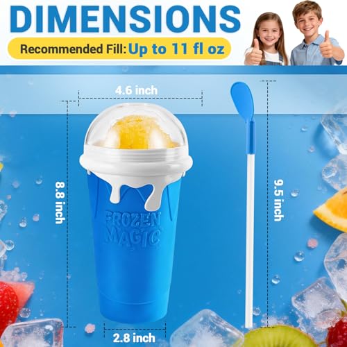 Image of FANS-ONE 500ML Slushie Cup, DIY Magic Slushy Maker Cup, Cool Stuff Things Gadgets for Juices Milk Yogurt Ice Cream Make, Quick Frozen Slushy Cups with Lids & Straw for Boys Girls Teens Kids, Blue