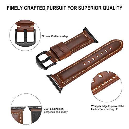 Image of HUAFIY Compatible for Apple Watch Bands 42mm 44mm45mm46mm 49mm 38mm 40mm41mm, Genuine Leather Band Strap for iWatch Series 11 /10 /9 /8,7,6,5,4,3,2,1, Ultra3 2 1