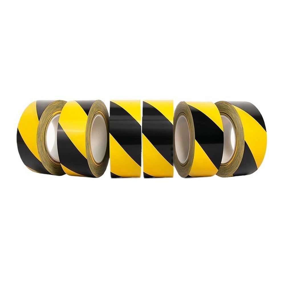 Generico 6 Nastro segnaletico 80mm x 33m, Nastro di Segnalazione, Nastro segnaletico per delimitare Aree, Nero/Giallo