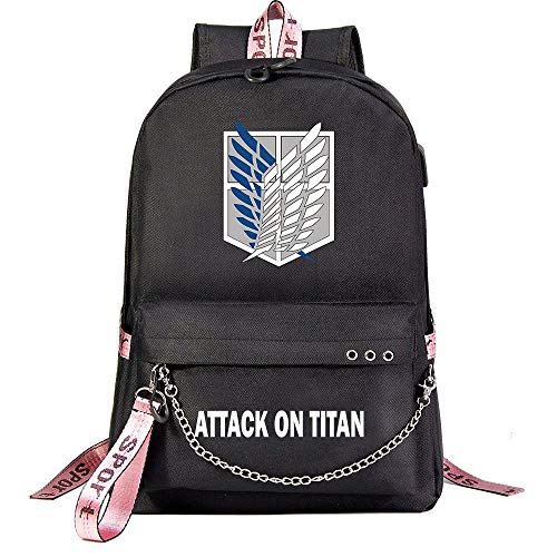 Xcmlz Attack On Titan Mochila USB Mochilas Escolares De Viaje Laptop Cadena Auriculares