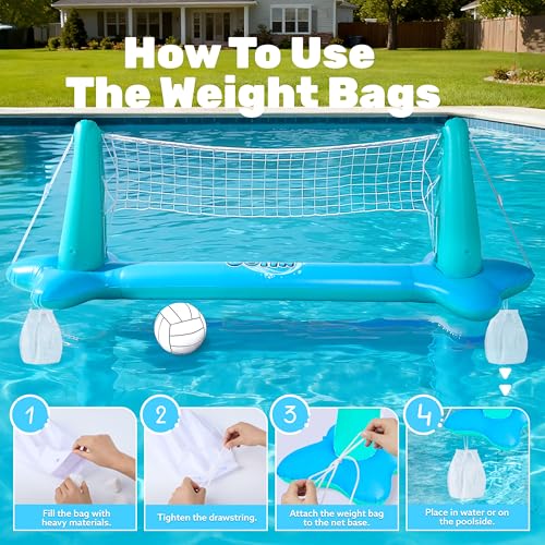Image of JOYIN Inflatable Pool Float Set Volleyball Net & Basketball Hoops, Floating Swimming Game Toy for Kids and Adults, Summer Floaties, Volleyball Court (105 inchx28 inchx35 inch)|Basketball (27 inchx23 inchx27 inch),L-Blue