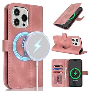 SailorTech Handyhülle für iPhone 12 Pro Max Hülle mit Kartenfach für Frauen, iPhone 12 Pro Max Klapphülle Handytasche Flip Brieftasche Schutzhülle mit Kartenfächern für Männer-Rosa