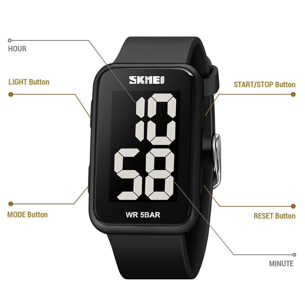 Amazon.com: Fogitbok Extra Large Numbers Black Watch for Men