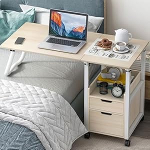 DLYZAYE Składany Stolik Nocny 2 w 1 Klon