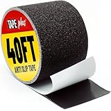 TapePlus - Anti Slip Tape for Stairs (Black 4' x 40 Feet Wide Tread) Waterproof Grip Tape for Outdoor/Indoor, Perfect 80 Grit Traction Non Slip Grip Tape for Stairs, Steps or Ramps