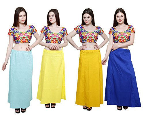 Image of Pistaa's combo of Women's Cotton Best Plain Solid Indian Readymade Inskirt Saree petticoats