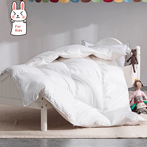 ROSE FEATHER Toddler/Travel/Crib Goose Down Comforter Duvet/Blanket Multifunctional,100% Organic Cotton Hypoallergenic & Washable