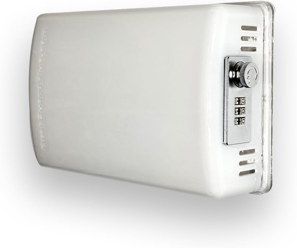 StatGuardPlus XL2 Universal White Thermostat Guard with Combination