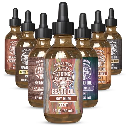 Beard Oil Conditioner Natural Scent Bay Rum with Argan & Jojoba Oil - Promotes Beard Growth - Softens & Strengthens Beards & Mustaches for Men (1 Piece)