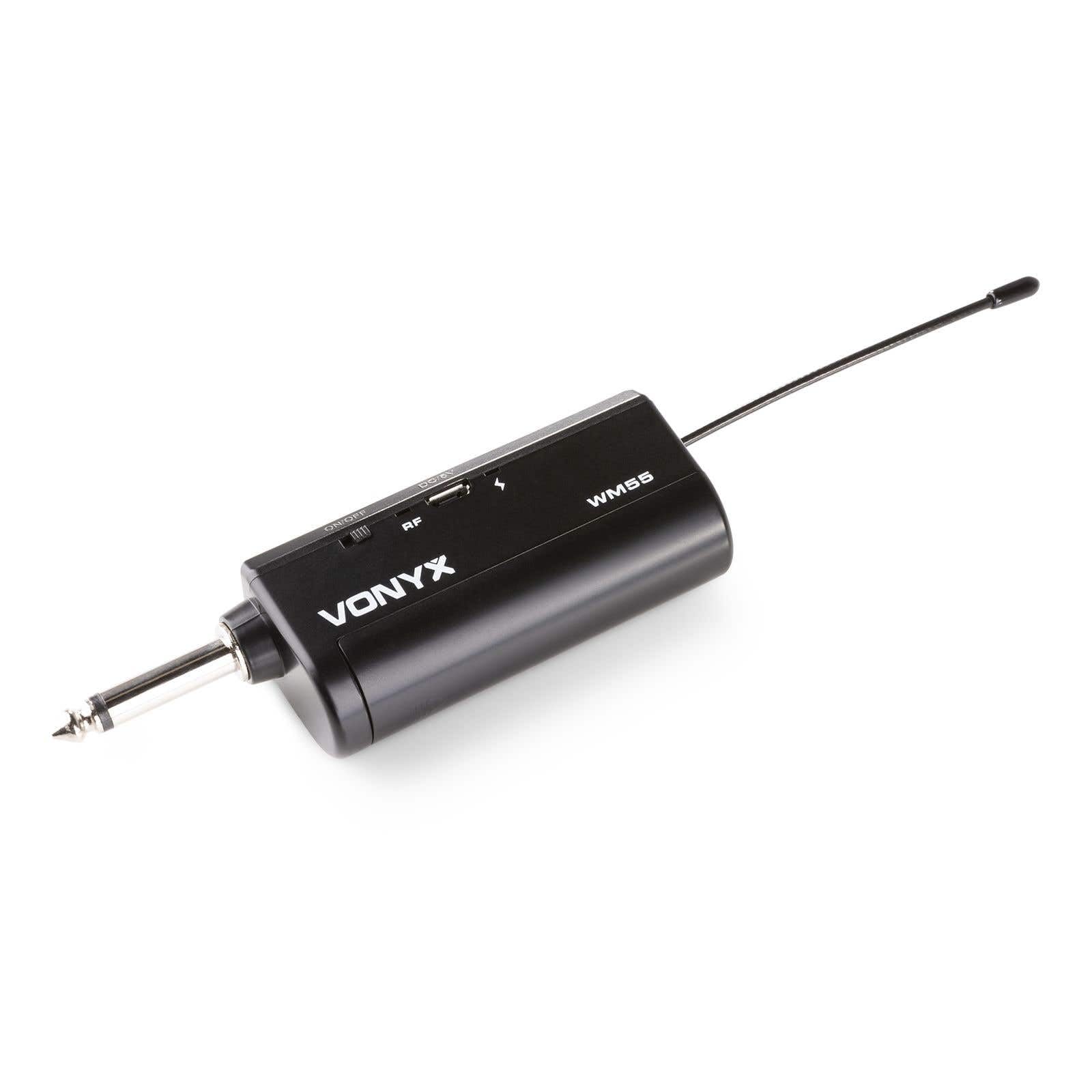 Vonyx WM552 Set de 2 Micrófonos Inalámbricos Duales con Receptor UHF, Conector de Altavoz, Recargable por USB, 10 Canales seleccionables, Silencio Automático, Micro para Cantar, Microfono Reuniones