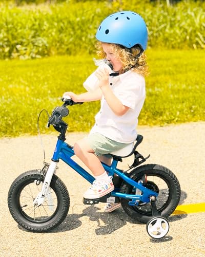 Image of RoyalBaby Bicycle for Kids Cycle for 3-5 Years Boys & Girls 12 Inch | Training Wheels | Adjustable Seat | 1 Year Warranty | Blue