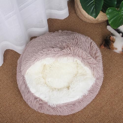 猫 ベッド ペットベッド ふわふわ 2way もこもこ 猫 クッション おしゃれ 暖かい 滑り止め 室内用 洗える ペットソファー ペットハウス 犬 猫用 通年 防寒 冬 四季適応 ブラウンS