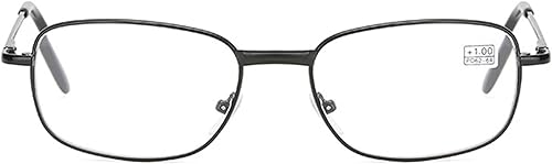Miniatura 2 de JoXiGo Gafas de lectura para hombres y mujeres, marco rectangular de metal con bisagra de resorte cómoda + correa para gafas