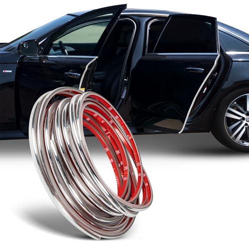 True Line Automotive Chrome Door Edge Guards - 12 FT Car Door Edge Protector - Ultra-Durable Door Edge Guard with 3M Adhesive, Universal Fitting, Scratch Protection for Car Doors, Lightweight