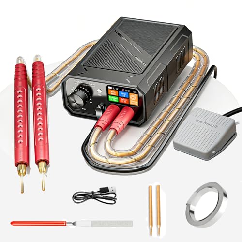 10000W Dual Pulse Battery Spot Welder Portable Welding Machine Hand Held Welder Machine LCD Screen & Foot Pedal/Auto Dual Modes 0.1-0.3mm Welding Nickel Copper for Battery Repair DIY