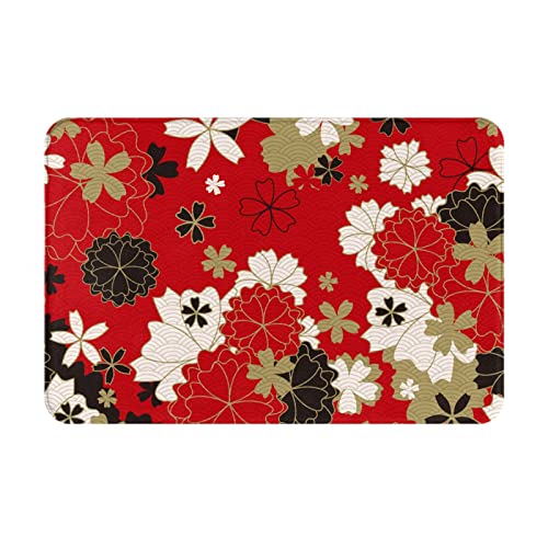 玄関マット 和風 和柄 花 桜 可愛い 屋外 室内 滑り止め 泥落とし 洗える ふわふわ おしゃれ 吸水 耐摩耗 防臭 人気 プレゼント 40×60cm fvy30