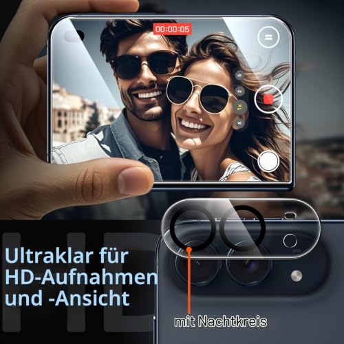 JETech 9H+ Front Schutzfolie + Kameraschutz für iPhone Duo, 2+2 Stück – Ansicht 5