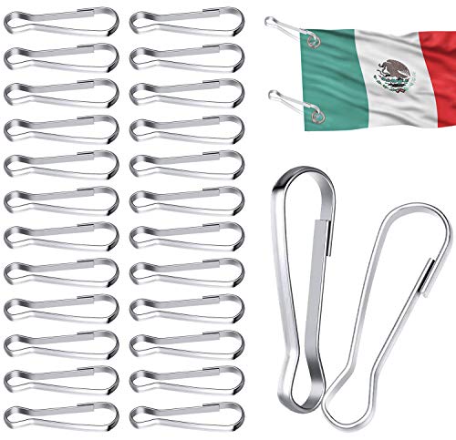 MHwan Clips de Asta de Bandera Accesorio, Mosquetón, 36pcs Clip de Asta de Bandera Accesorio de Asta de Bandera de Acero Inoxidable Gancho de Asta de Bandera Gancho Para Arandela