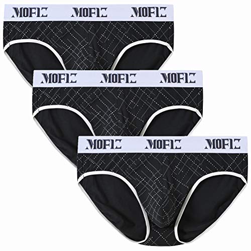 AIRIKE Men's Underwear Bikini Briefs Low Rise Bikinis Wide Waistband Brief 3 Pack Black L