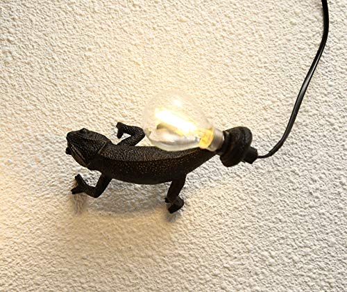 Image of MAYOLA Modern Chameleon Table Lamp,Desk lamp,Night Light,Wall Lamp, Resin Chameleon Lighting Fixture for Living Room, Bedroom, Office,Kids(Wall Lamp, A-Black)