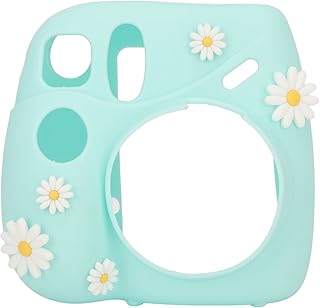 Capa de Câmera Instantânea para Instax Mini 7 Plus Com Alça de Ombro Removível, Capa Protetora de Silicone Macio Capa de Câmera Compacta para Câmera Instax Mini 7 Plus (margarida azul)