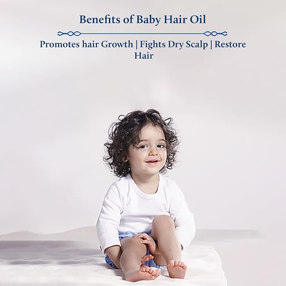 Blue Nectar Gentle Baby Oil for Newborn Skin Care-Moisturizing Baby Massage Oil (3.38 Fl Oz) Paired with Baby Hair Oil with Organic Ghee, Almond Oil, Coconut Oil (6.76Fl Oz)