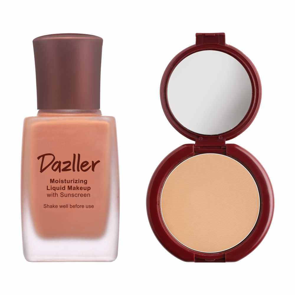 Dazller Face Combi (Soft Caramel R33 8003) - Moisturizing Liquid Makeup, 27ml + Classique Compact Powder, 9g, Lightweight, natural finish, skin friendly ingredients, no streaking, long wear