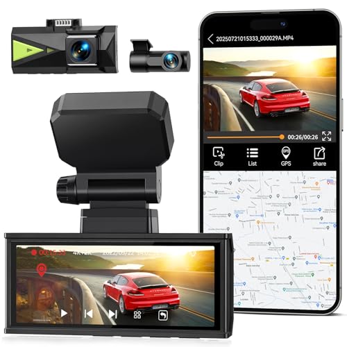 Dashcam Auto Vorne Hinten 4K + 2K, 5GHz WiFi & GPS Dash Cam, Dual Dasch Cam Auto mit 3.16 Zoll Touchscreen, Nachtsicht, 170°Weitwinkel, WDR, G-Sensor und Loop-Aufnahme Dashcam Auto Vorne Hinten 4K + 2K, 5GHz WiFi & GPS Dash Cam, Dual Dasch Cam Auto mit 3.16 Zoll Touchscreen, Nachtsicht, 170°Weitwinkel, WDR, G-Sensor und Loop-Aufnahme