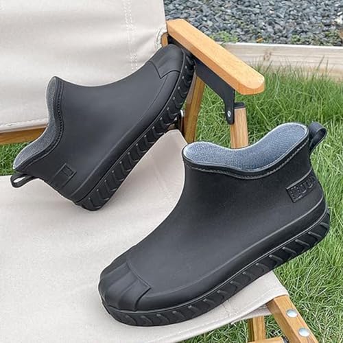 Women's Rain Boots Outdoor Non-Slip Boots Short Ankle Boots Garden Boots Women's Lightweight Waterproof Rain Boots (Black,9)4