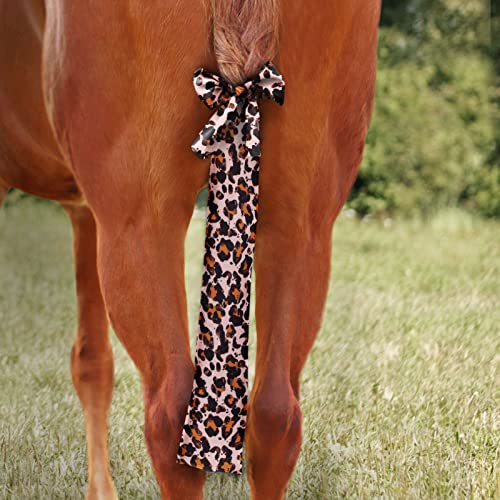 Harrison Howard Stretchy Tail Bag Breathable Horse Tail Guard Slip on Design Protect Horse Tail 2 Strand Closure Straps Keep Tail Clean & Protected 22' L Length Makes Grooming Easy-Leopard Print