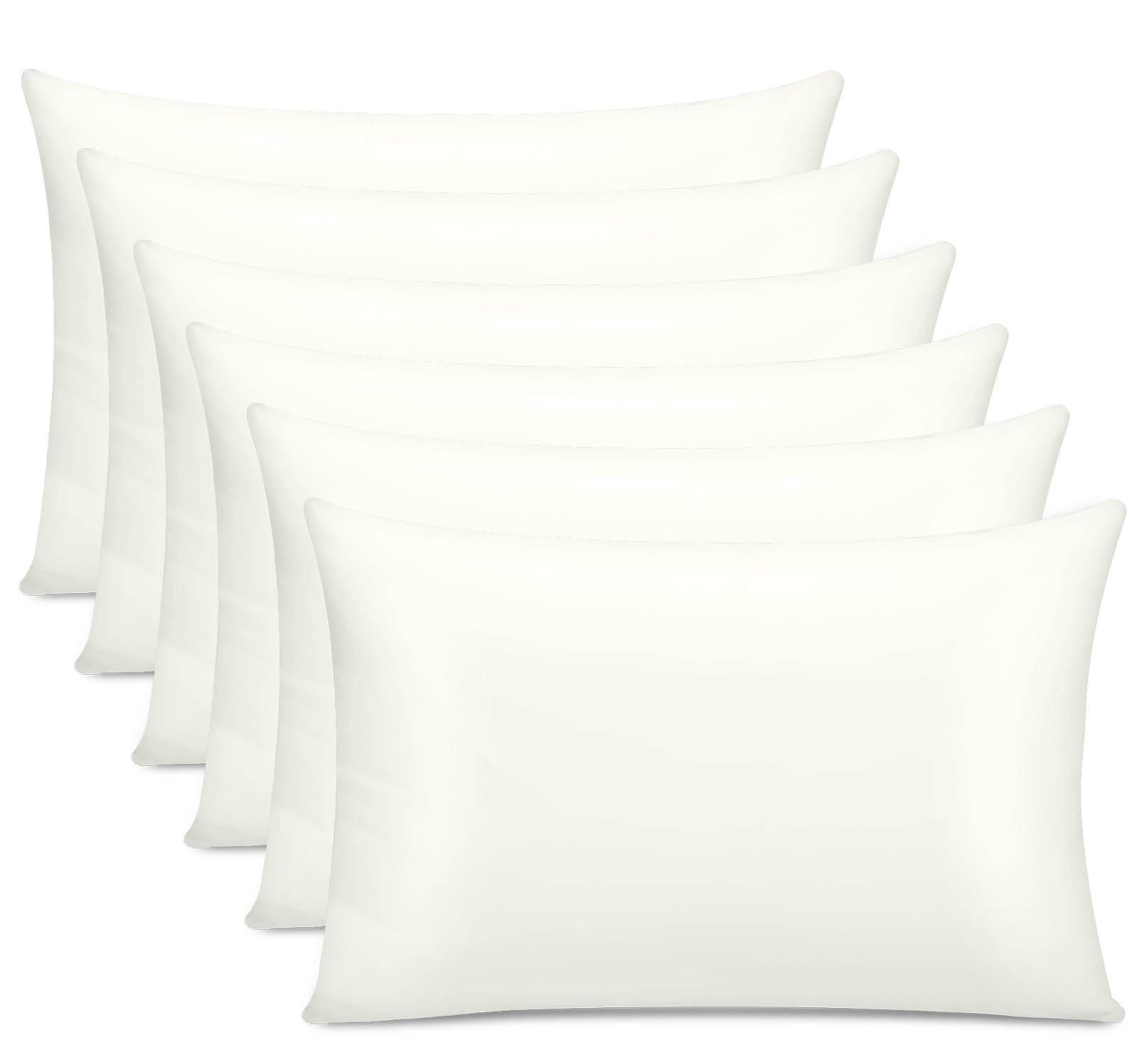 Grace 04 - White 300 Thread Count Egyptian Cotton Pillow Cases 6 Pack Hotel Quality White Pillow Covers With Envelope Closure