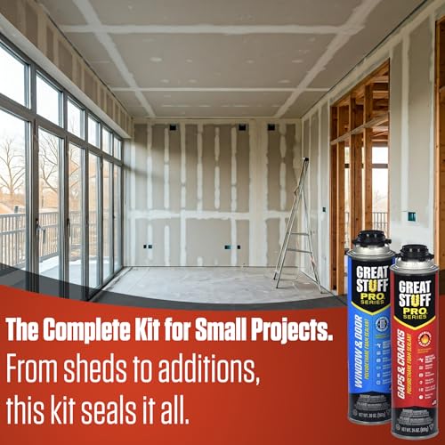 GREAT STUFF PRO Gaps & Cracks 24oz, Window & Door 20oz Polyurethane Foam Sealant and Cleaner Kit for AWF PRO AWF 1300 High Precision Spray Foam Gun and Gloves (Two Can Kit) - Thumbnail 2
