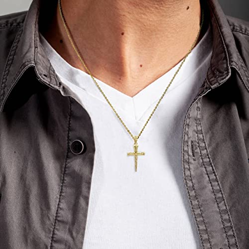 10K Yellow, White, or Rose Gold Nail Cross Christian Faith Pendant - Choice of Colors2
