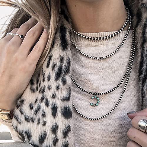 Navajo Pearl Necklace Western Jewelry for Women Turquoise Heart Bar Pendant Necklace Layered Boho Beaded Choker Necklace for Women4