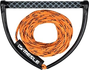 Mesle Wakeboard Leine ONE mit 15'' Griff, Länge 16,  m - 18,  m, Eva Soft Griff, schwimmend, Zug-Seil Wassersport Schleppleine Boot, mit Schwimmer, inkl. Rope Keeper
