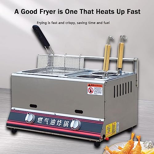 Kommerzielle Fettfritteuse Korb Fritteuse Kommerzielles Gas Manuelle Temperatureinstellung Edelstahl Infrarot Energiesparend Mit Herausnehmbarem Korb Pommes Frites Schnelles Aufheizen Energi – Bild 7