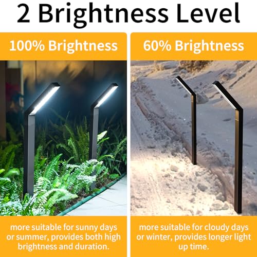 WAFTING Solar Pathway Lights, 2 Pack Bright Solar Outdoor Garden Lights Waterproof IP65, 6 Light Modes, Long Lasting Solar Landscape Lights for Garden, Lawn, Yard, Pathway, Driveway - Image 3