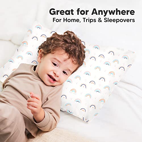 Image of KeaBabies Toddler Pillowcase 13 inchx18 inch - Organic Cotton Toddler Pillowcase for Kids, Boys,Girls,Soft & Durable Cotton Cover for Miniature Sleepy Pillows,Cute Colors,Pillow Sold Separately(Jolly Rainbow)